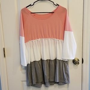 3/4 Sleeve Elastic Ruffle Top